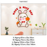  Tranh mica EPeBen dán tường nổi 3d Thỏ Welcome Happy trang trí Cửa Hàng, Quán Café, Shop Thời Trang 