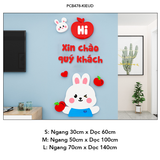  Tranh mica EPeBen dán tường nổi 3d Thỏ Hello Chào Quý Khách trang trí Cửa Hàng, Quán Café, Shop Thời Trang 