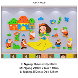 Tranh mica EPeBen dán tường nổi 3d hình Nàng bạch tuyết và bảy chú lùn decor trang trí Phòng ngủ cho bé, Lớp Học Mầm non 