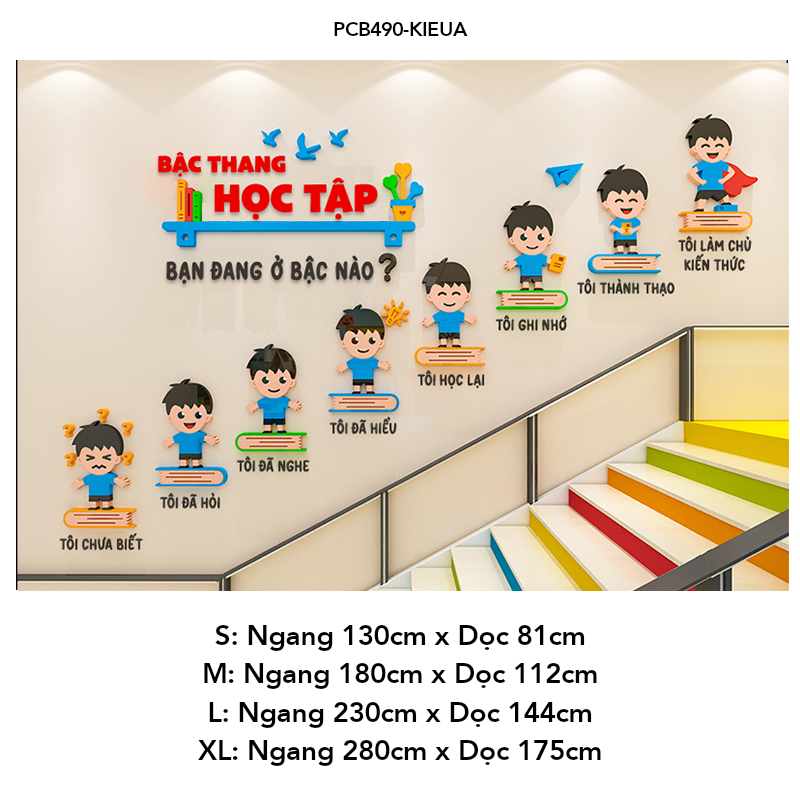  Tranh mica EPeBen dán tường nổi 3d Hình Bậc Thang Học Tập trang trí Phòng cho bé, Phòng khách, Mầm Non, Mẫu Giáo 