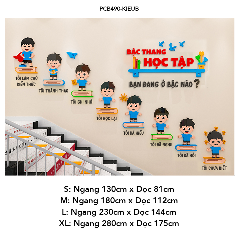  Tranh mica EPeBen dán tường nổi 3d Hình Bậc Thang Học Tập trang trí Phòng cho bé, Phòng khách, Mầm Non, Mẫu Giáo 