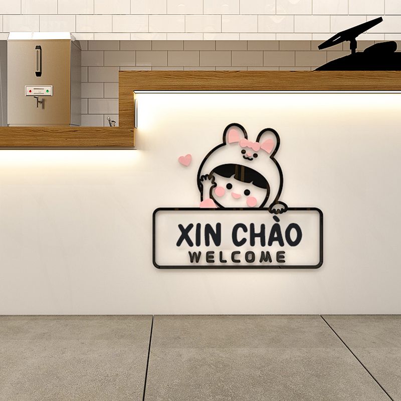  Tranh mica EPeBen dán tường nổi 3d Hình Welcome, Xin Chào trang trí Cửa Hàng, Quán Ăn, Shop Thời Trang 