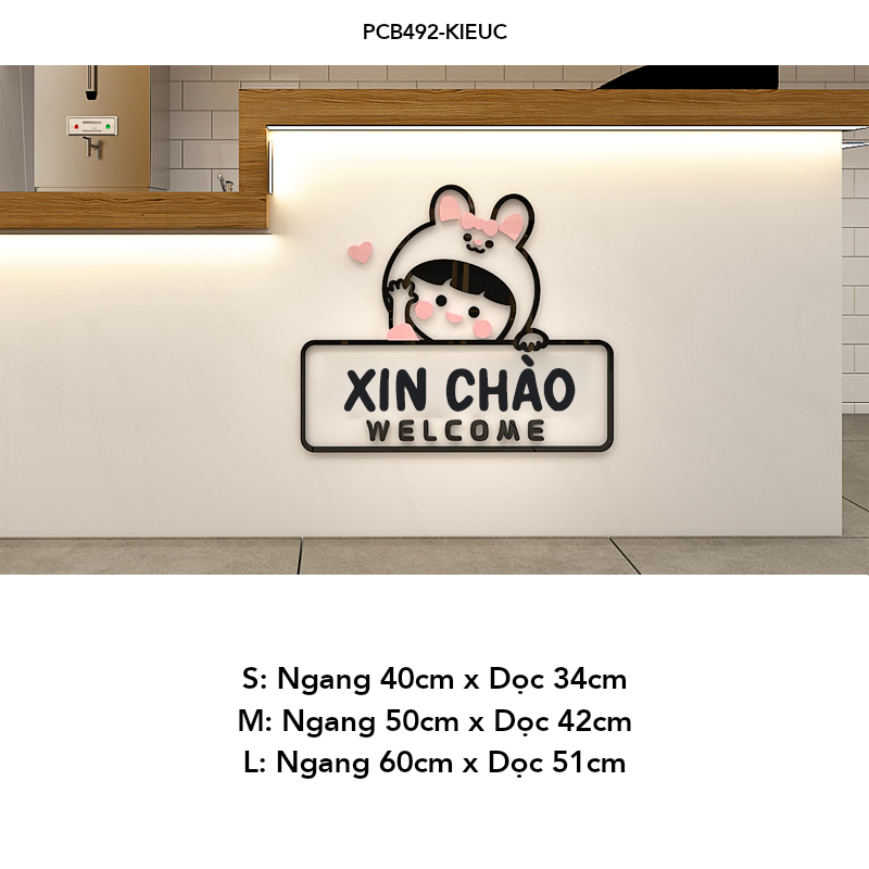  Tranh mica EPeBen dán tường nổi 3d Hình Welcome, Xin Chào trang trí Cửa Hàng, Quán Ăn, Shop Thời Trang 