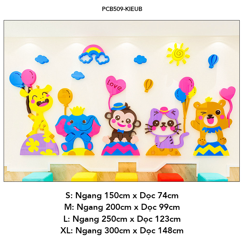  Tranh mica EPeBen dán tường nổi 3d Mỗi ngày vui vẻ trang trí Phòng cho bé, Phòng ngủ 