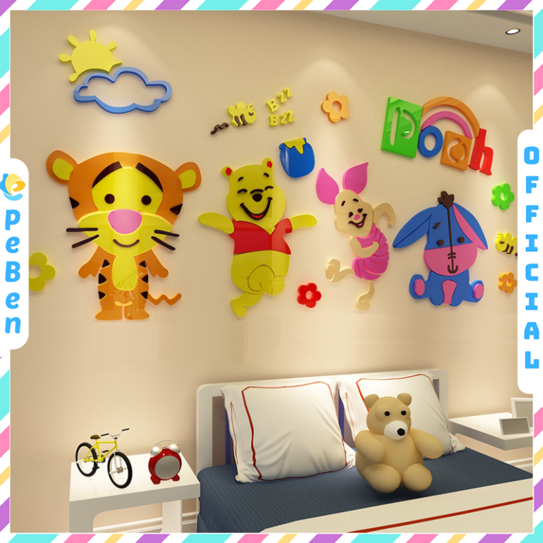 Tranh mica dán tường EPeBen hình Gấu Pooh và những người bạn decor trang trí Phòng cho bé, Phòng ngủ, Mẫu giáo 