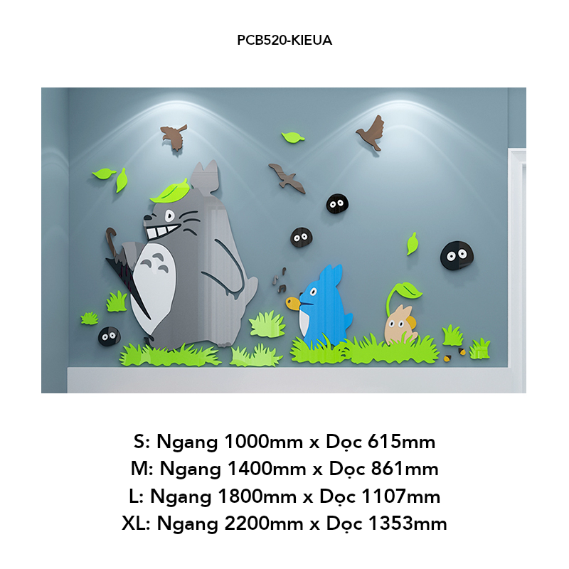  Tranh mica EPeBen dán tường nổi 3d Totoro và những người bạn trang trí Phòng cho bé, Phòng ngủ 