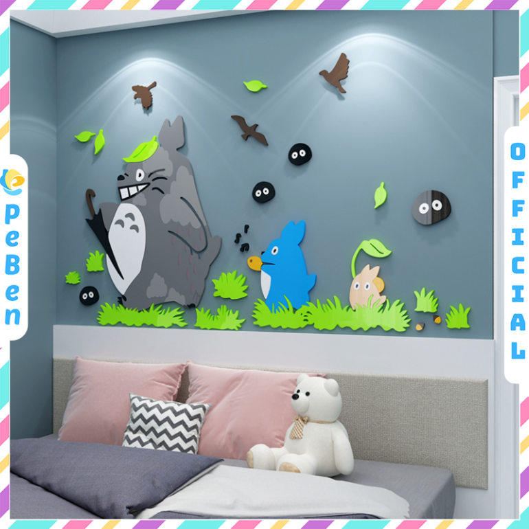  Tranh mica EPeBen dán tường nổi 3d Totoro và những người bạn trang trí Phòng cho bé, Phòng ngủ 