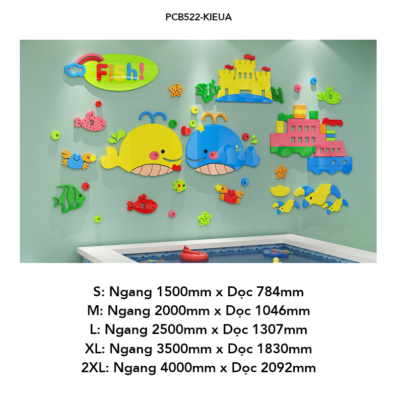  Tranh mica EPeBen dán tường nổi 3d Sự thú vị dưới lòng đại dương trang trí Phòng cho bé, Phòng ngủ 