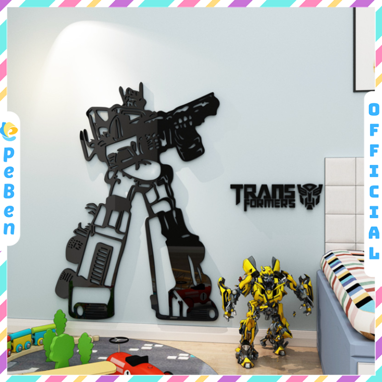  Tranh mica EPeBen dán tường nổi 3d Robot biến hình trang trí Phòng cho bé, Phòng khách 