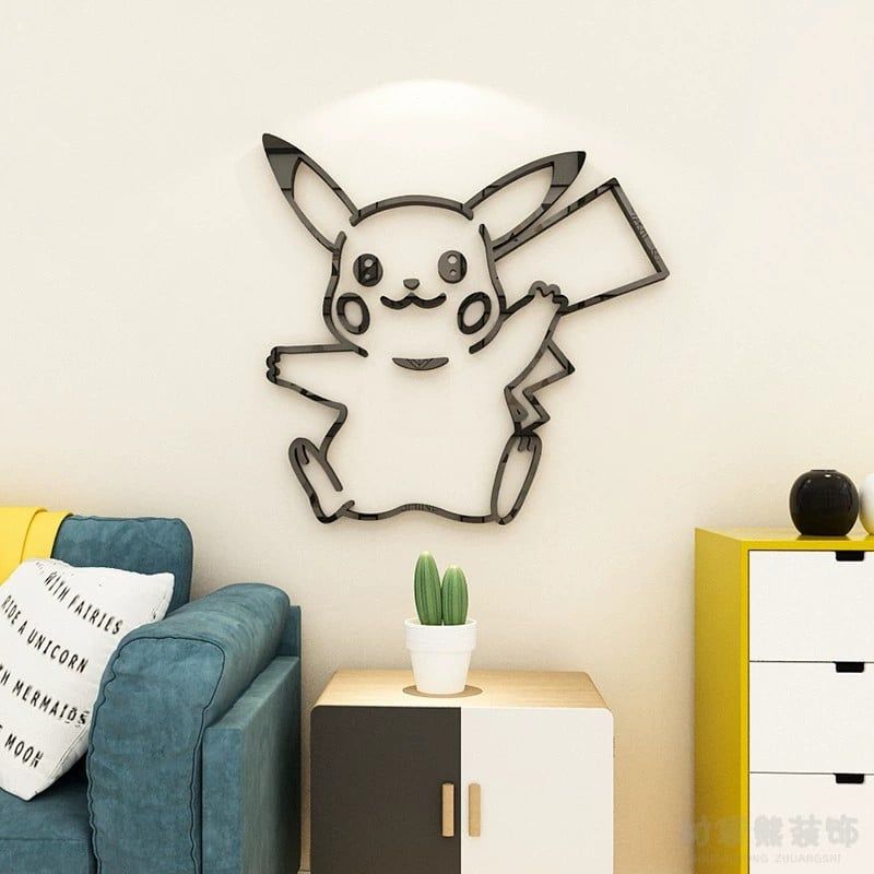  Tranh mica EPeBen dán tường nổi 3d hình Pikachu vàngTrang Trí Phòng Cho Bé,Mẫu Giáo, Lớp Học 