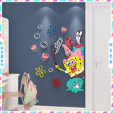  Tranh mica EPeBen dán tường nổi 3d hình SpongeBob  Trang Trí Phòng Cho Bé,Mẫu Giáo, Lớp Học 
