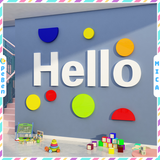  Tranh mica EPeBen dán tường nổi 3d hình HELLO  thân thiện decor trang trí Trung Tâm Tiếng Anh,Phòng Học 