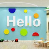  Tranh mica EPeBen dán tường nổi 3d hình HELLO  thân thiện decor trang trí Trung Tâm Tiếng Anh,Phòng Học 