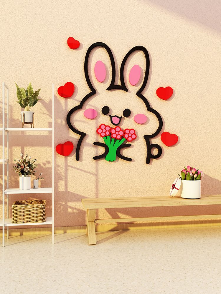  Tranh Mica EPeBen dán tường nổi 3d Thỏ Gấu Đánh Yêu trang trí Phòng cho bé, Phòng ngủ, Mẫu giáo 