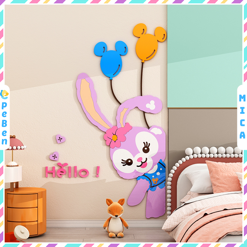  Tranh Mica EPeBen dán tường nổi 3d Thỏ Hello trang trí Phòng cho bé, Phòng ngủ, Mẫu giáo 