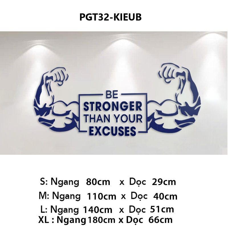  Tranh mica EPeBen dán tường nổi 3d hình STRONGER decor Trang Trí Phòng GYM,Phòng tập,phòng thể dục 