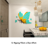  Tranh mica nổi 3d dán tường Con Bướm xanh vàng tráng gương trang trí Phòng Khách, Phòng Bếp - EPeBen 