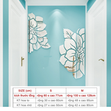  Tranh mica EPeBen dán tường nổi 3d hình Hoa Mẫu Đơn tráng gương vàng bạc decor trang trí Phòng Khách, Phòng Ngủ 