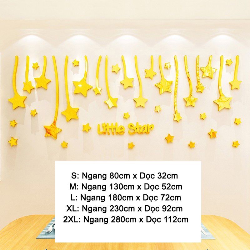  Tranh mica EPeBen dán tường nổi 3d hình Little Star mưa Sao Lãng Mạn decor trang trí Phòng Khách, Phòng Bếp, Nhà Cửa 