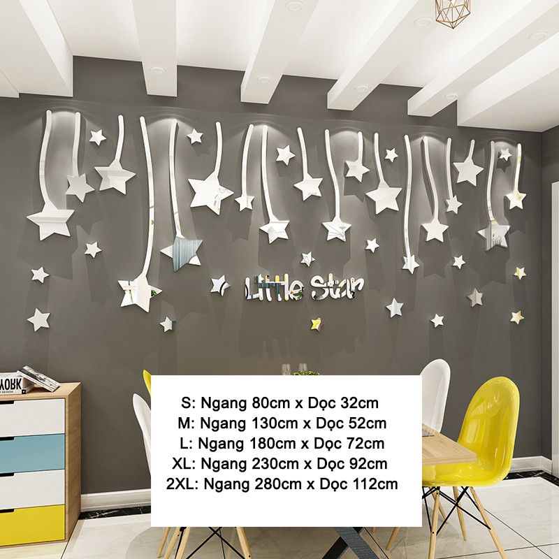  Tranh mica EPeBen dán tường nổi 3d hình Little Star mưa Sao Lãng Mạn decor trang trí Phòng Khách, Phòng Bếp, Nhà Cửa 