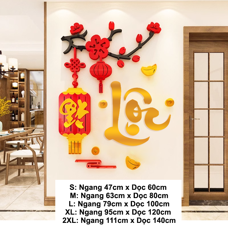  Tranh mica EPeBen dán tường nổi 3d hình Chữ Phúc Lộc Thọ thư pháp tiếng Việt trang trí Phòng Bếp, Phòng Khách, năm mới 