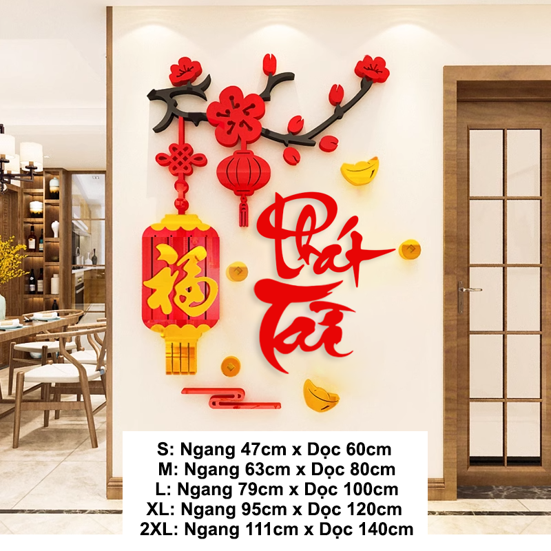  Tranh mica EPeBen dán tường nổi 3d hình Chữ Phúc Lộc Thọ thư pháp tiếng Việt trang trí Phòng Bếp, Phòng Khách, năm mới 