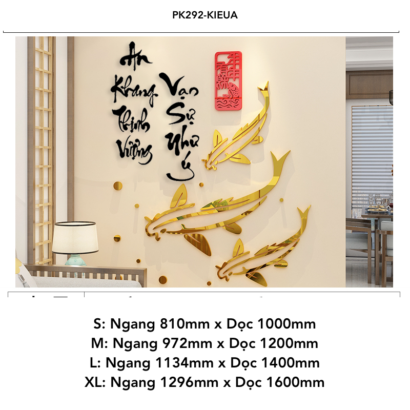  Tranh mica EPeBen dán tường nổi 3d hình cá chép Phát tài phát lộc An Khang Thịnh Vượng decor trang trí Nhà Cửa, năm mới 