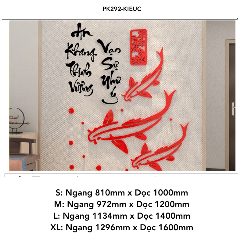  Tranh mica EPeBen dán tường nổi 3d hình cá chép Phát tài phát lộc An Khang Thịnh Vượng decor trang trí Nhà Cửa, năm mới 