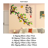  Tranh mica EPeBen dán tường nổi 3d hình chim hạc thư pháp tiếng việt Mùa Xuân cây hoa đào trang trí Nhà Cửa, Phòng Bếp 