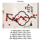  Tranh mica EPeBen dán tường nổi 3d hình chim hạc thư pháp tiếng việt Mùa Xuân cây hoa đào trang trí Nhà Cửa, Phòng Bếp 