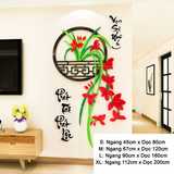  Tranh mica EPeBen dán tường nổi 3d hình hoa lan Vạn Sự Như Ý Phát Tài Phát Lộc trang trí Nhà Cửa, Phòng Bếp thư pháp 