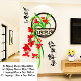  Tranh mica EPeBen dán tường nổi 3d hình hoa lan Vạn Sự Như Ý Phát Tài Phát Lộc trang trí Nhà Cửa, Phòng Bếp thư pháp 