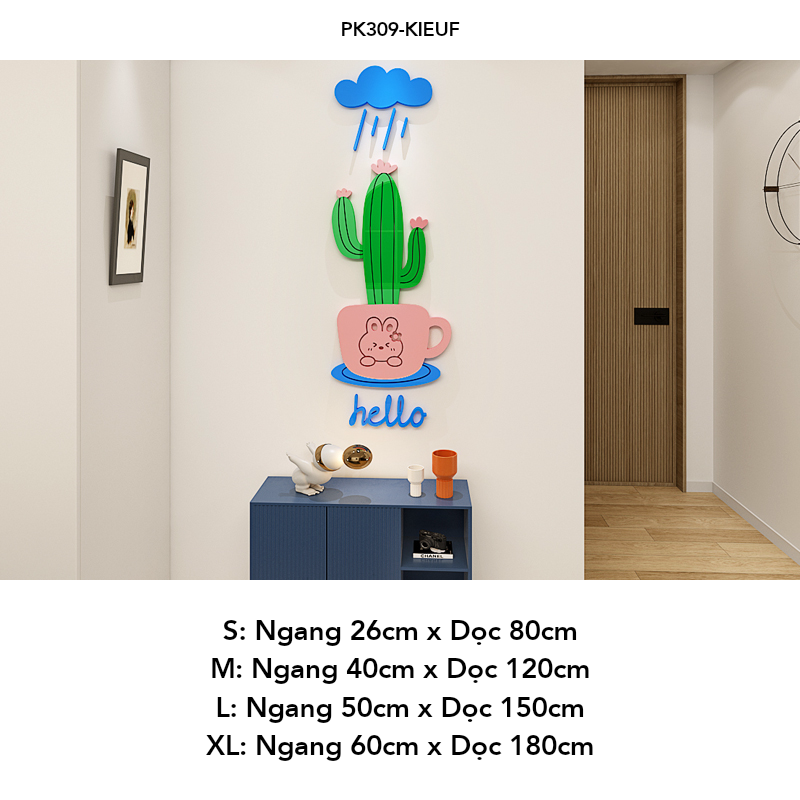  Tranh mica EPeBen dán tường nổi 3d hình dán trang trí Chậu Hoa, Chậu Xương Rồng decor trang trí nhà, dán cửa ra vào 