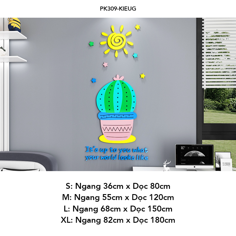  Tranh mica EPeBen dán tường nổi 3d hình dán trang trí Chậu Hoa, Chậu Xương Rồng decor trang trí nhà, dán cửa ra vào 