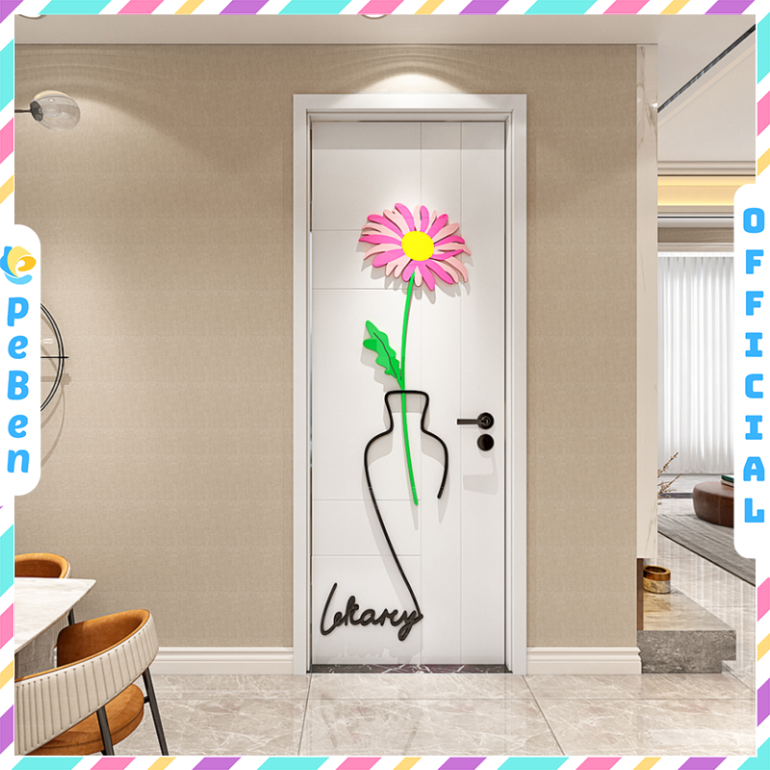  Tranh mica EPeBen dán tường nổi 3d hình dán trang trí Chậu Hoa, Chậu Xương Rồng decor trang trí nhà, dán cửa ra vào 