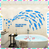  Tranh mica EPeBen dán tường nổi 3d Hình đàn cá decor trang trí Phòng khách, Phòng bếp, Phòng làm việc, Phòng tắm 