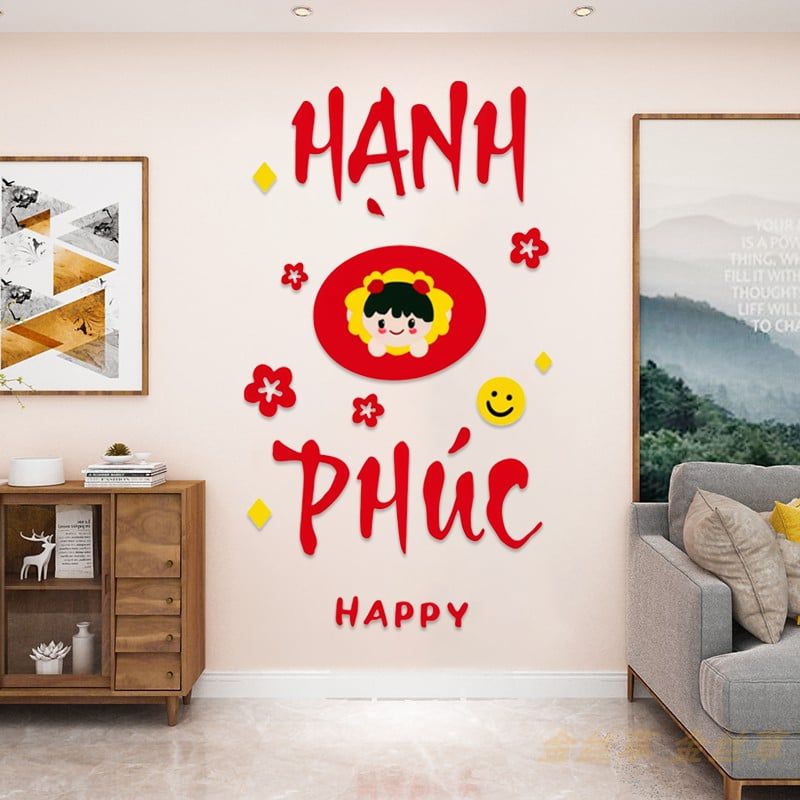  Tranh mica EPeBen dán tường nổi 3d Hình Lucky, Phát Tài, Phát Lộc trang trí Phòng Khách, Cửa Hàng, Shop Thời Trang 