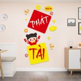  Tranh mica EPeBen dán tường nổi 3d Hình Lucky, Phát Tài, Phát Lộc trang trí Phòng Khách, Cửa Hàng, Shop Thời Trang 