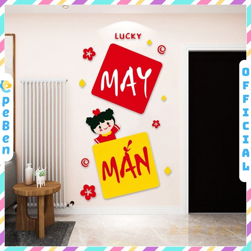  Tranh mica EPeBen dán tường nổi 3d Hình Lucky, Phát Tài, Phát Lộc trang trí Phòng Khách, Cửa Hàng, Shop Thời Trang 