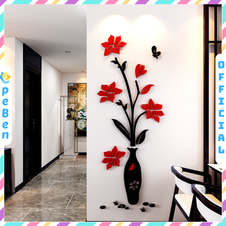 Tranh mica EPeBen dán tường nổi 3d hình Bình hoa rực rỡ decor trang trí Phòng khách, Phòng ngủ, Phòng làm việc, Cửa hàng 