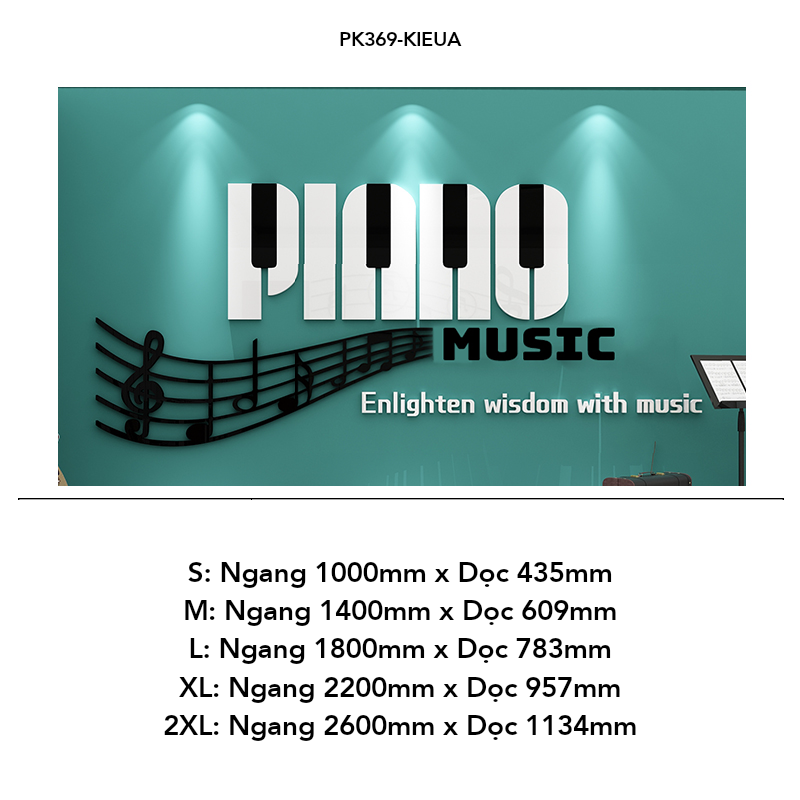  Tranh mica EPeBen dán tường nổi 3d Hình Piano Mucsic trang trí Phòng học nhạc, Phòng trà, Quán café 