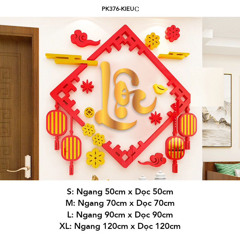  Tranh mica EPeBen dán tường nổi 3d hình Phúc ,Tài ,Lộc decor Trang Trí Tết 2025 