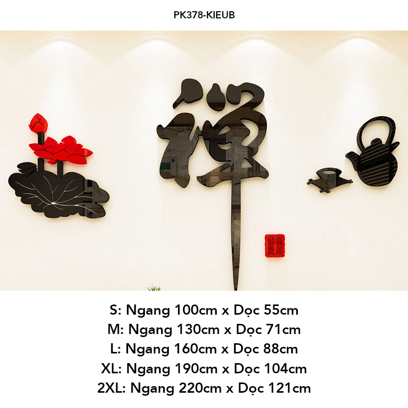  Tranh mica EPeBen dán tường nổi 3d Tranh mica chữ Phúc trang trí Phòng khách, Phòng ngủ 