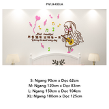  Tranh mica EPeBen dán tường nổi 3d hình dán cô gái cùng những nốt nhạc decor trang trí Phòng ngủ, Phòng khách, Phòng học 