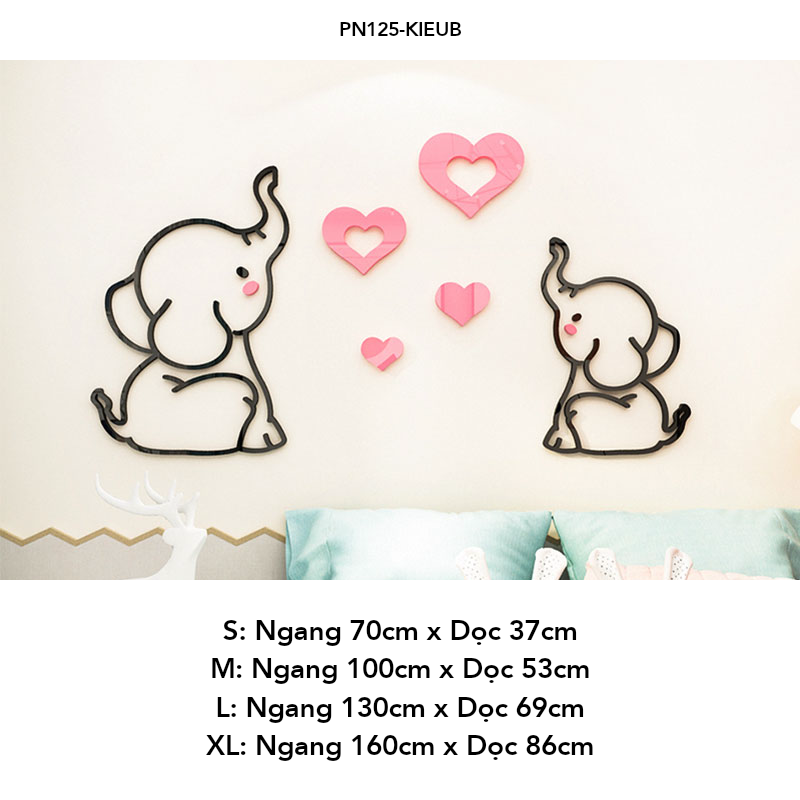  Tranh mica EPeBen dán tường nổi 3d hình dán voi mẹ và voi con đáng yêu decor trang trí Phòng ngủ cho bé, Phòng học 