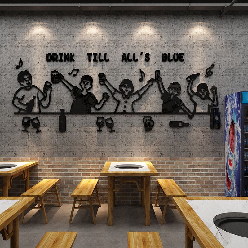  Tranh mica EPeBen dán tường nổi 3d hình Cùng nhau nâng cốc decor trang trí quán nhậu, nhà hàng, quán ăn 