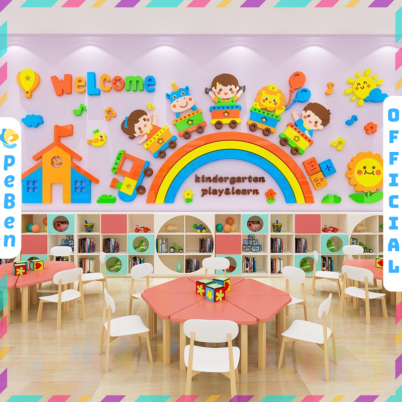  Tranh mica EPeBen dán tường nổi 3d hình Welcome Cầu vồng, Chào Mừng decor trang trí Mẫu Giáo, Mầm Non 
