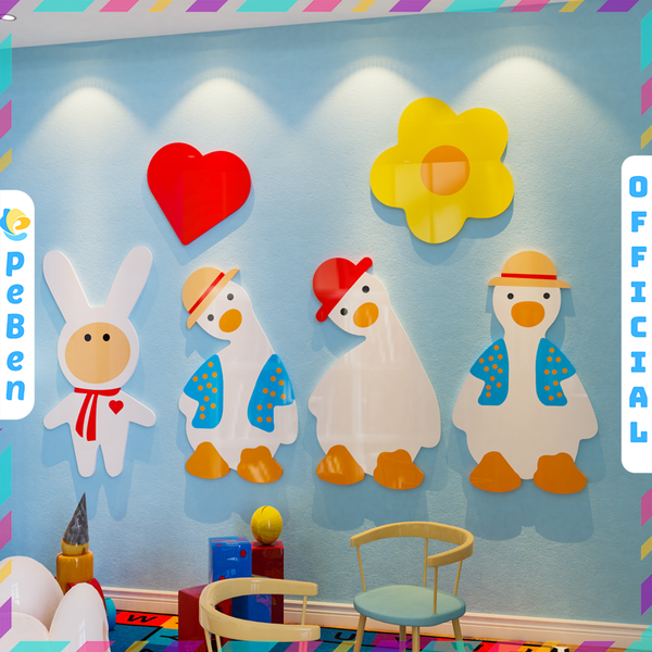  Tranh mica EPeBen dán tường nổi 3d hình Con Vịt Con Thỏ Dễ Thương decor trang trí Phòng Cho Bé, Mẫu Giáo 