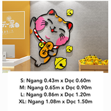  Tranh mica EPeBen dán tường nổi 3d hình Mèo May Mắn Thần Tài decor trang trí Quán Trà Sữa, Quán Nước 
