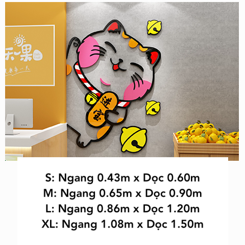  Tranh mica EPeBen dán tường nổi 3d hình Mèo May Mắn Thần Tài decor trang trí Quán Trà Sữa, Quán Nước 